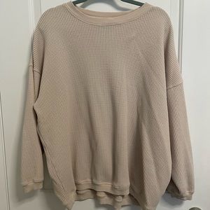 Cream Aerie Oversized Waffle Long sleeve shirt